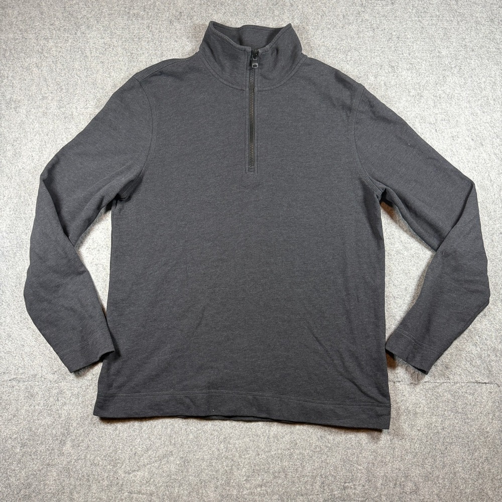 Banana Republic Mens Core Temp Quarter Zip Pullover Large Charcoal Gray Heather